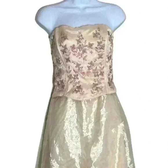 Vintage Fairycore Princess Coquette Embroidered Corset Prom Dress 8 Made In USA - Picture 6 of 15